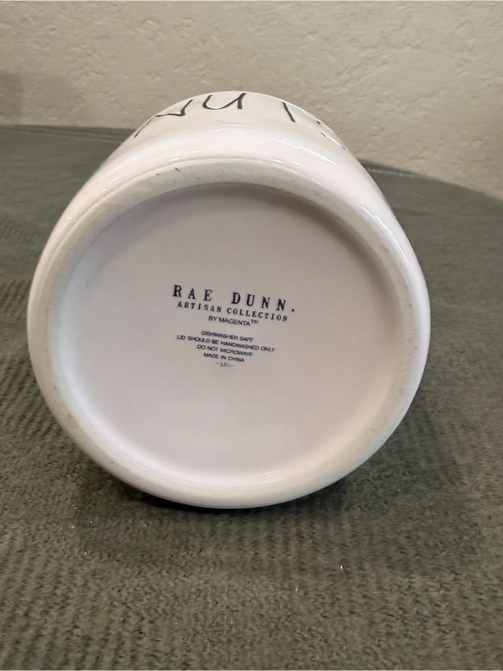 Rae Dunn White Ceramic Canister with Black Hand-Lettered 'NUTS'